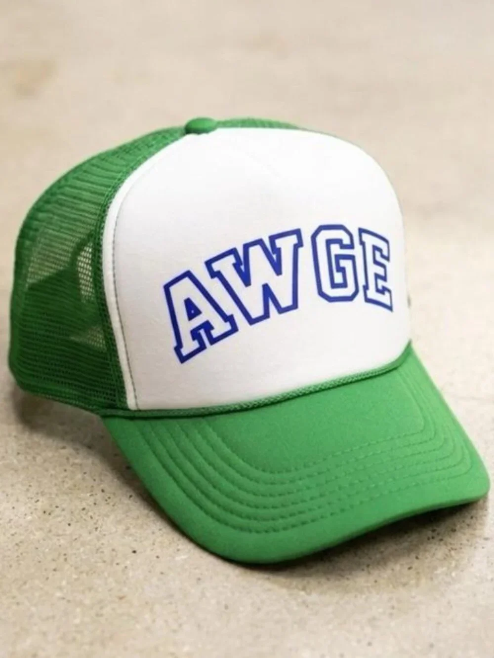 Retro ASAP Rocky AWGE Trucker Hat Green White Foam Varsity Snapback Cap New